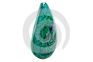 Macro mineral stone malachite with azurite on white background