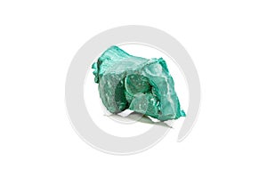 Macro mineral stone Malachite in the rock on a white background