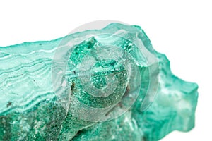 Macro mineral stone Malachite in the rock on a white background