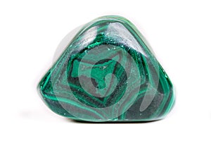 Macro mineral stone malachite on white background