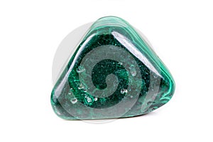 Macro mineral stone malachite on white background