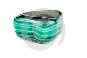 Macro mineral stone malachite on white background