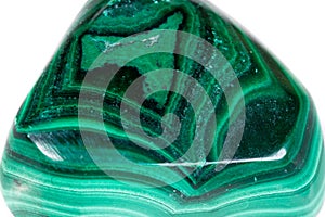 Macro mineral stone malachite on white background