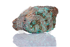 Macro mineral stone Malachite on a white background