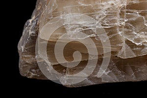 Macro mineral stone Moonstone a black background