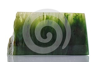 Macro mineral stone Nephrite on a white background