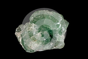 Macro mineral stone quartz fluorite black background
