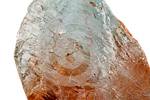 Macro mineral stone Topaz on a white background