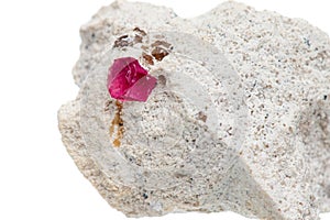 Macro mineral stone tourmaline on a white background