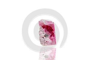 Macro mineral stone tourmaline on a white background