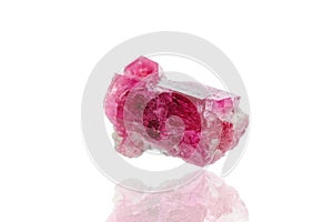 Macro mineral stone tourmaline on a white background