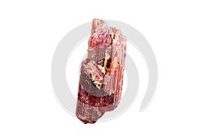 Macro mineral tourmaline stone on white background