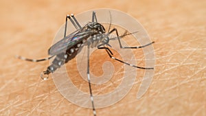 Macro of mosquito (Aedes aegypti) sucking blood