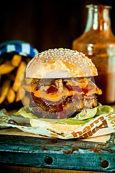 Macro Mouthwatering Burger Quarter Pounder photo