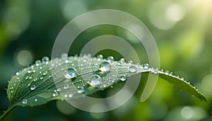 Macro Nature Photography â Leaf with Water Droplets and Natural Serenity photo