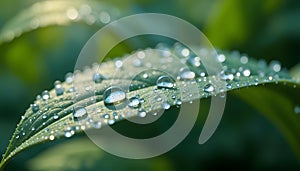Macro Nature Photography â Leaf with Water Droplets and Natural Serenity photo