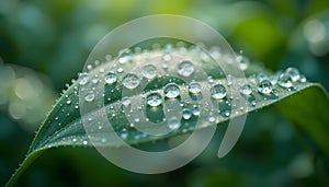 Macro Nature Photography â Leaf with Water Droplets and Natural Serenity photo