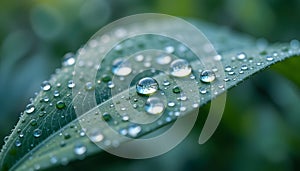 Macro Nature Photography â Leaf with Water Droplets and Natural Serenity photo