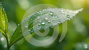 Macro Nature Photography â Leaf with Water Droplets and Natural Serenity photo