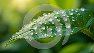 Macro Nature Photography â Leaf with Water Droplets and Natural Serenity photo