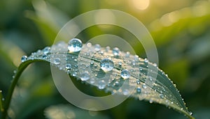 Macro Nature Photography â Leaf with Water Droplets and Natural Serenity photo