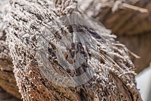 Macro of old rope starting to broke apart