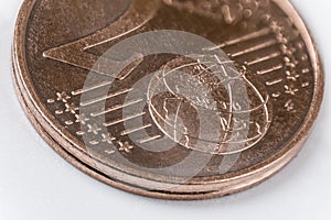Macro partial image of a 2 cent euro coin