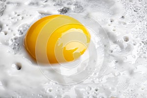 Macro photo background of close-up fried egg