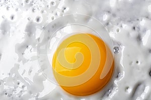 Macro photo background of close-up fried egg