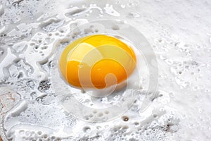 Macro photo background of close-up fried egg