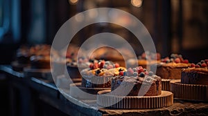 Macro Photo Cakes On Stone Rustic Pub. Generative AI