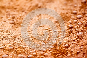 Macro photo of close-up coffee espresso foam