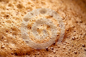 Macro photo of close-up coffee espresso foam