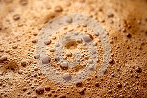 Macro photo of close-up coffee espresso foam