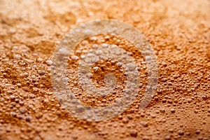 Macro photo of close-up coffee espresso foam