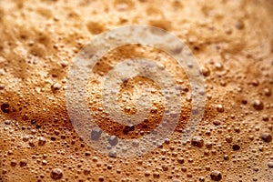 Macro photo of close-up coffee espresso foam