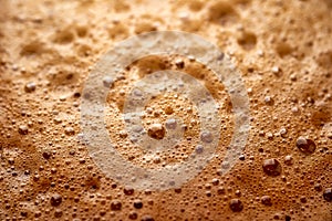 Macro photo of close-up coffee espresso foam