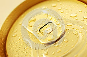 Macro photo of cold beer can