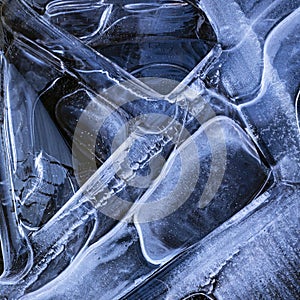 Macro Photo of Colorful Blue Frozen Ice Patterns
