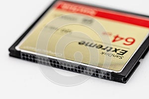 Macro photo of contact points of a CompactFlash memory card..