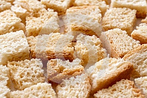 Macro photo of croutons of wheat bread