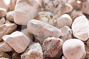 Macro photo decoration garden stones. white stones background