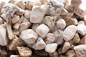 Macro photo decoration garden stones. white stones background
