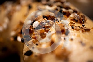 Macro Photo of Everything Seasoning on Bagel