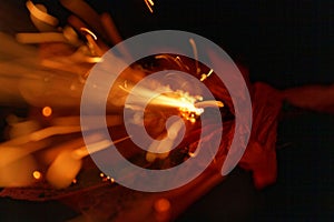 Macro photo of an exploding firecracker