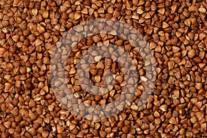 Macro Photo food buckwheat groats. Texture background grain buckwheat groats. Image food product porridge buckwheat photo