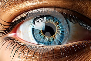 Macro photo of the human's blue eye