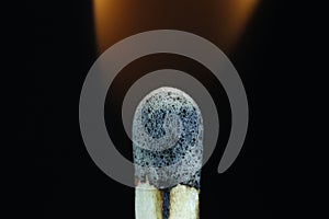 Macro photo of a matches when ignited, burning off. Lit fire.
