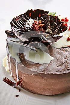 Macro Photo of Round Whole Chocolate Cake