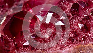 The macro photo of ruby texture with crystal structure